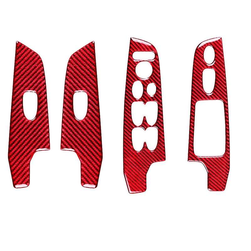 4pcs for 2006-2011 Red Carbon Fiber Window Switch Cover Trim