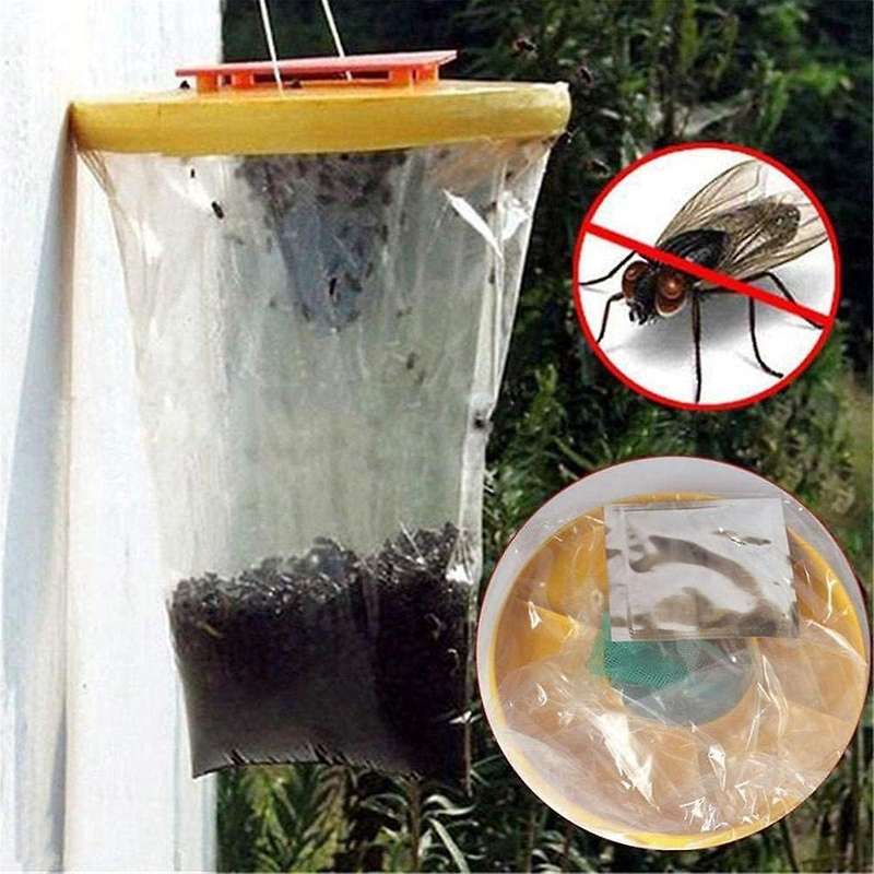 4pcs Fly Traps Outdoor Hanging Fly Catcher, Disposable Ranch Fly Trap Catcher Bag