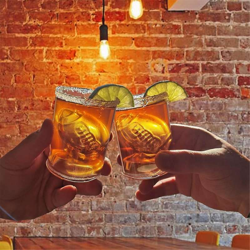 4PCS Football Reversible Shot Glasses with 3D Relief Football Ball Shape Inside