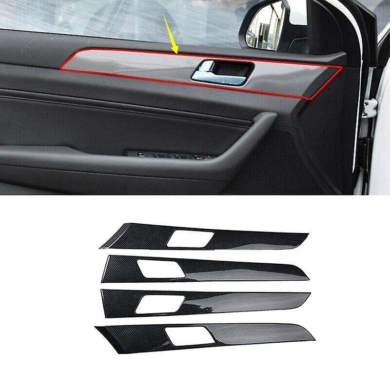 4Pcs for 2015-2019 Carbon Fiber Automotive Interior Inner Door Panel Strip Cover Frame Trim 4Pcs