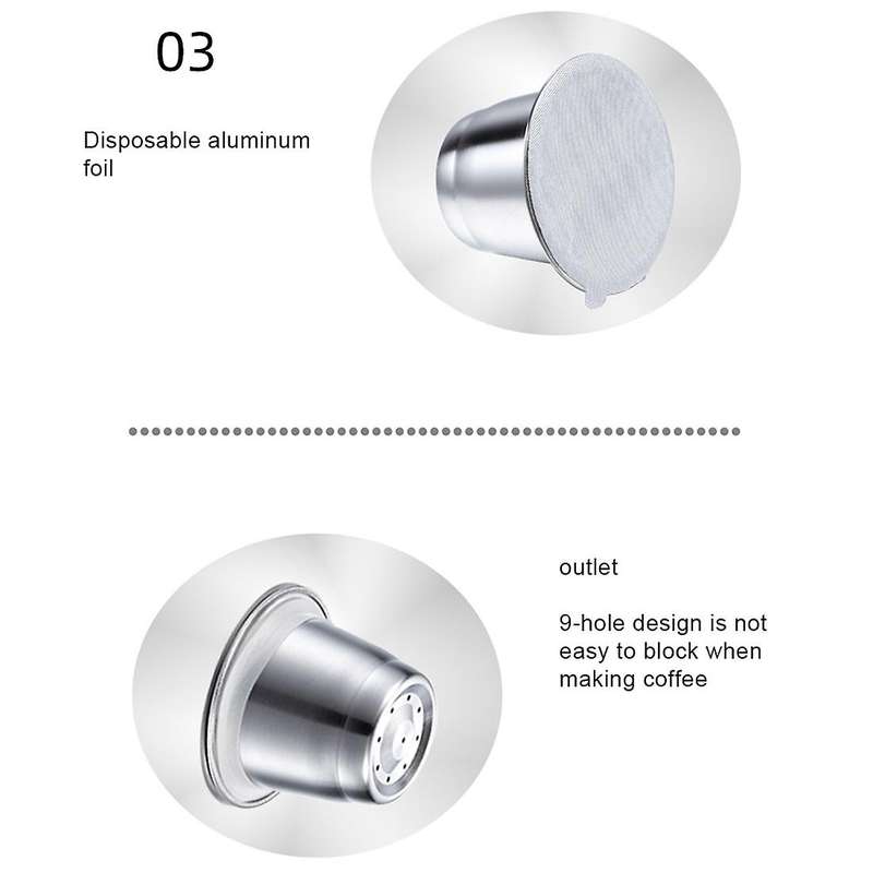 4Pcs for Stainless Steel Refillable Coffee Capsule Coffee Filter Reusable Coffee Pod Reusable Cafe