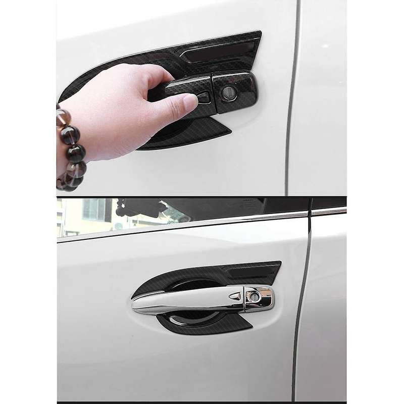 4PCS for NP300 2015-2020 Carbon Fiber Car Side Door Handle Bowl Cover Trim Sticker Decoration Access