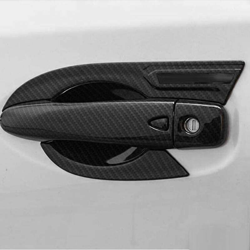 4PCS for NP300 2015-2020 Carbon Fiber Car Side Door Handle Bowl Cover Trim Sticker Decoration Access