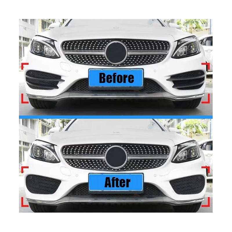 4pcs Front Bumper Fog Lights Grille Trim Strips Lip Splitter Spoiler for C Class W205 2015-2019 C180