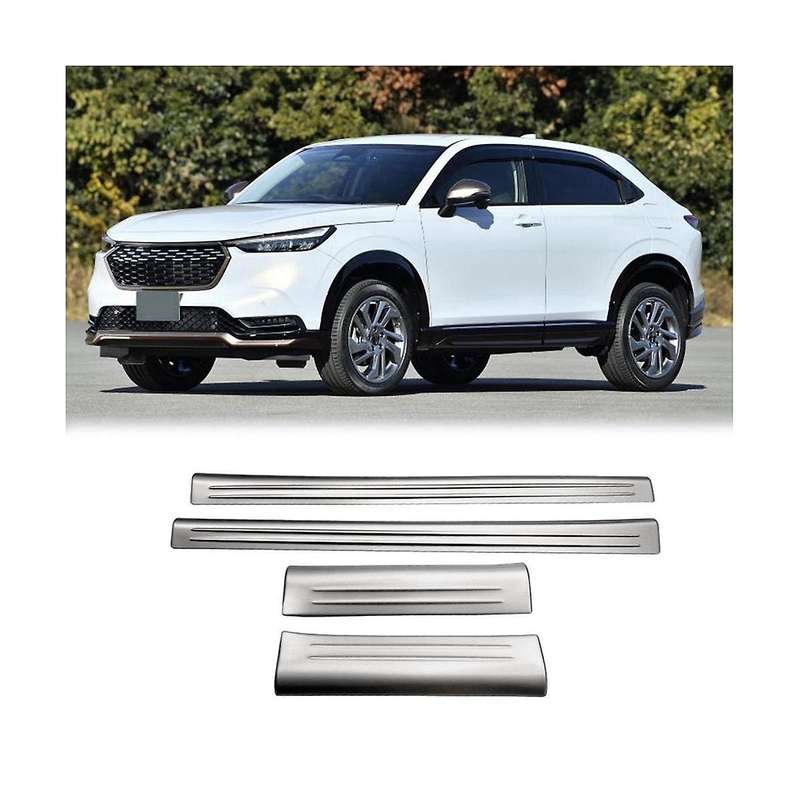 4pcs Front Rear Inner Door Sill Pedal Trim Cover for Vezel -v 2021-2023 Scuff Plate Silver
