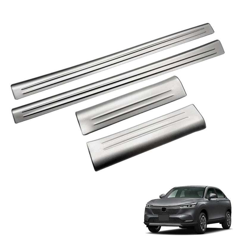 4pcs Front Rear Inner Door Sill Pedal Trim Cover for Vezel -v 2021-2023 Scuff Plate Silver