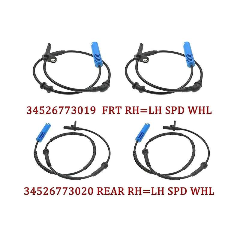 4pcs Front Rear Left Right Abs Wheel Speed Sensor for R55 R56 2007-2015 34526773019 34526773020