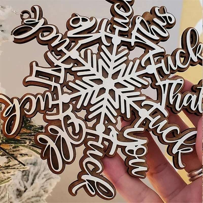 4PCS Funny Holiday Ornament Snowflake Ornament Gift Naughty Snowflake Christmas Snowflake Ornament