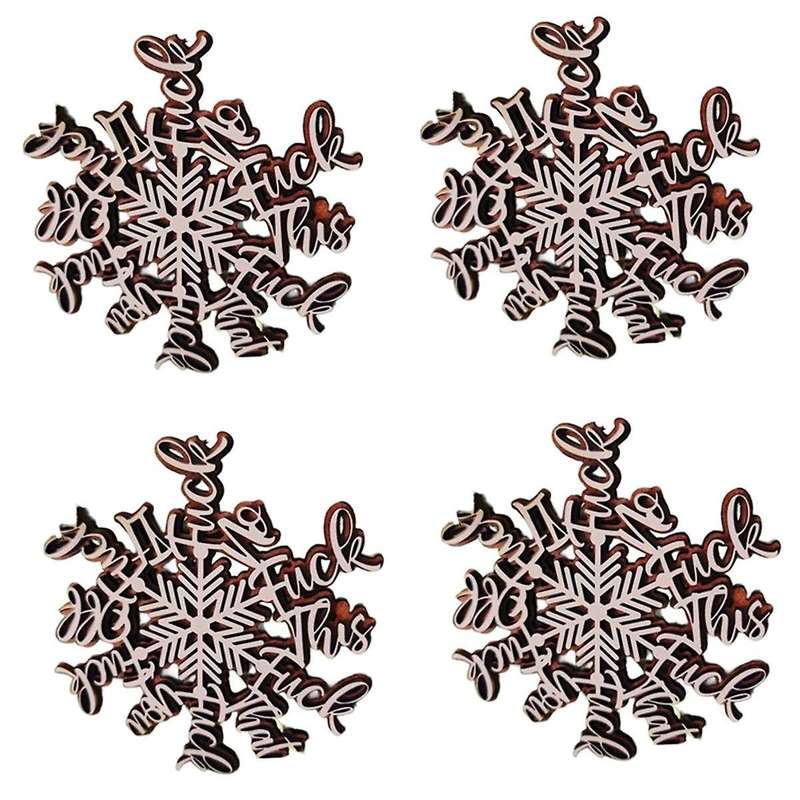 4PCS Funny Holiday Ornament Snowflake Ornament Gift Naughty Snowflake Christmas Snowflake Ornament