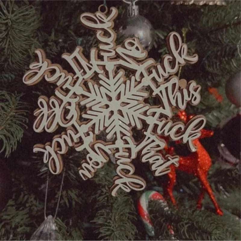 4PCS Funny Holiday Ornament Snowflake Ornament Gift Naughty Snowflake Christmas Snowflake Ornament
