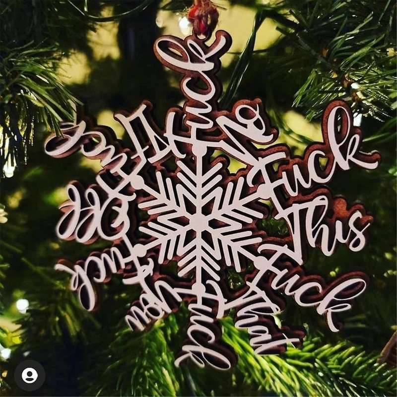 4PCS Funny Holiday Ornament Snowflake Ornament Gift Naughty Snowflake Christmas Snowflake Ornament