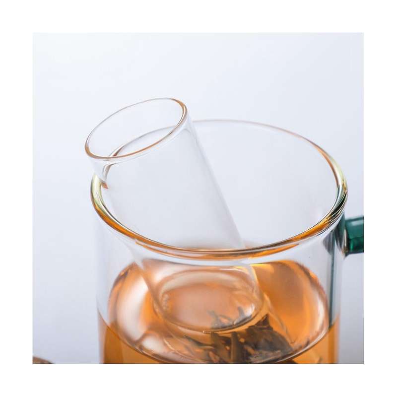 4pcs Glass Strainers for Long Leaf Tea, Reusable Glass Diffuser with Cork Loose Tea Steeper Filter f