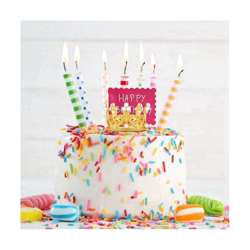 4pcs Gold Crown Cake Topper Princess Crown Cake Decorations for Birthday, Wedding, Party and Baby S