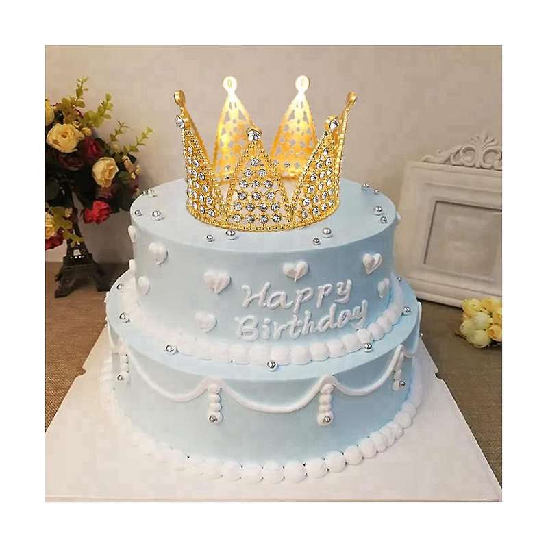 4pcs Gold Crown Cake Topper Princess Crown Cake Decorations for Birthday, Wedding, Party and Baby S