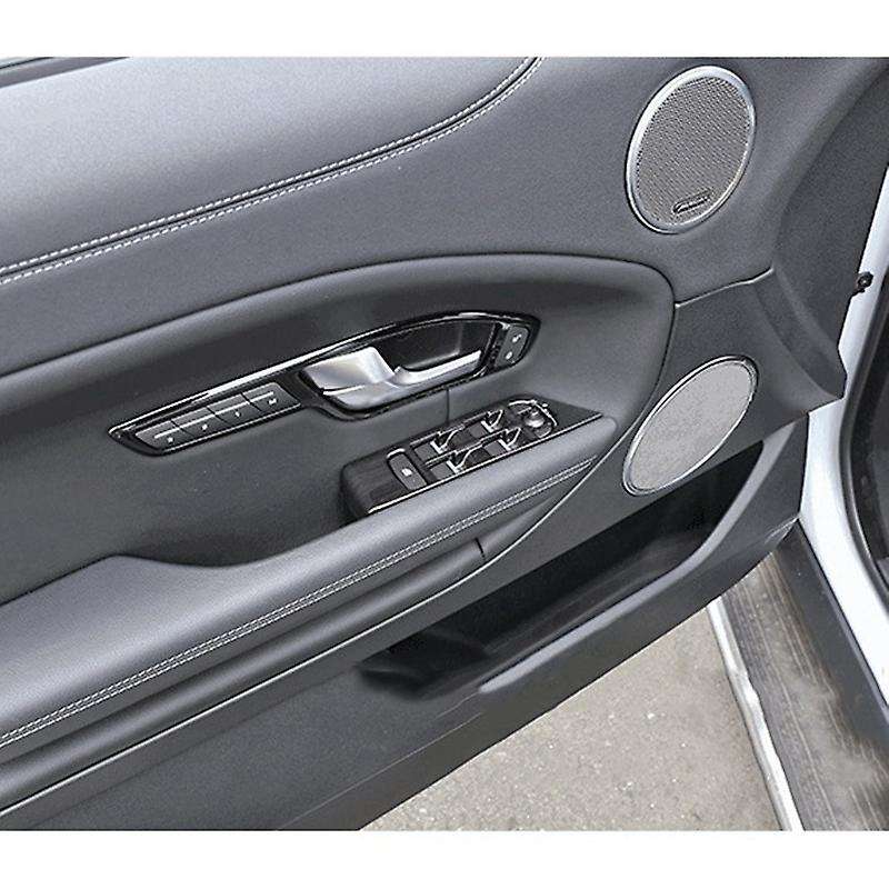 4Pcs Grain Window Lift Button Cover Trim Frame for Evoque 14-17 ABS Material