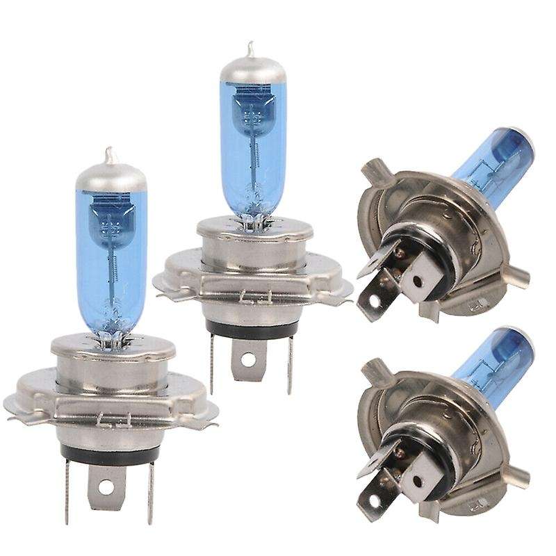 4Pcs H4 9003 Ultra White 12V 55W 6000K Bright Halogen Headlight Bulb