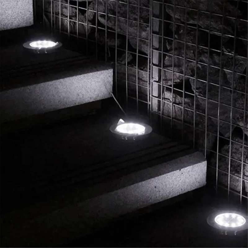 4pcs Ground Lights Enhanced Solar Ground Lights, 8 Led Powered Waterproof Disk Lights for Garden