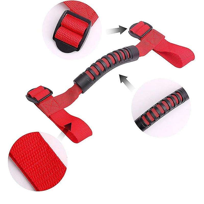4Pcs Grip Handle for Handles Roll Bar Grab Handles for YJ TJ JK JKU 1987-2020(Red)