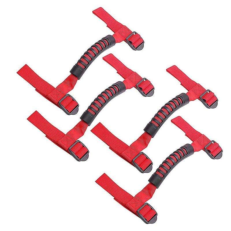 4Pcs Grip Handle for Handles Roll Bar Grab Handles for YJ TJ JK JKU 1987-2020(Red)