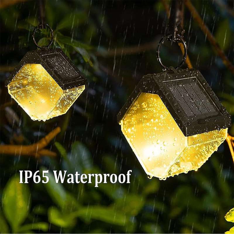 4pcs Hanging Solar Lights Ice Brick, Colour Changing Solar Garden Fence Lights Ip65 Waterproof, Gard