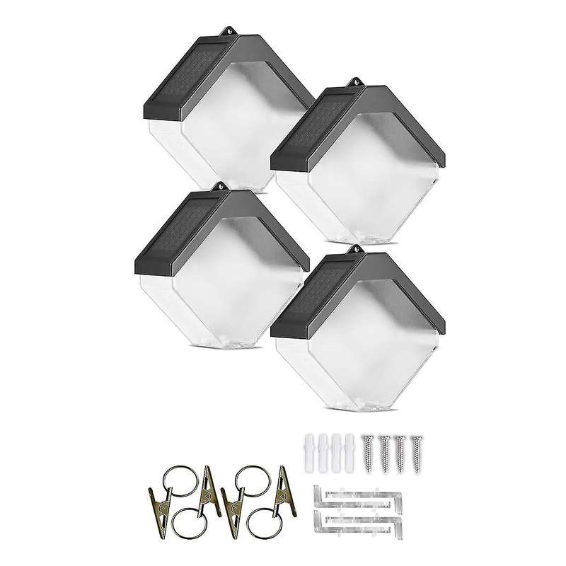 4pcs Hanging Solar Lights Ice Brick, Colour Changing Solar Garden Fence Lights Ip65 Waterproof, Gard