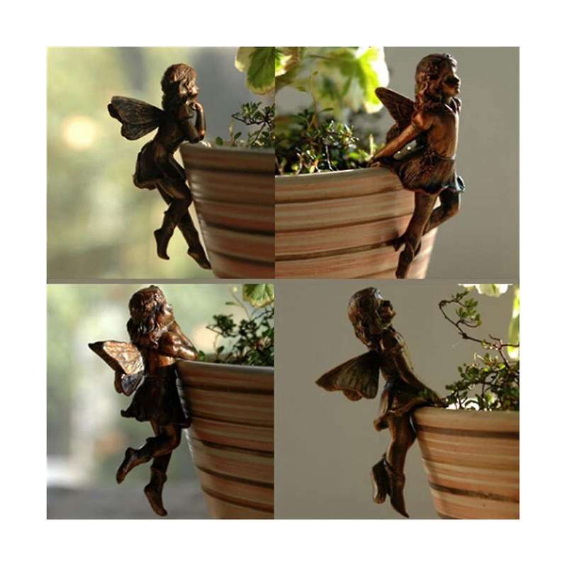 4Pcs Hanging Cup Resin Ornament Fairy Combo Vegetation Basket Edge Decoration Garden Planter Ornamen