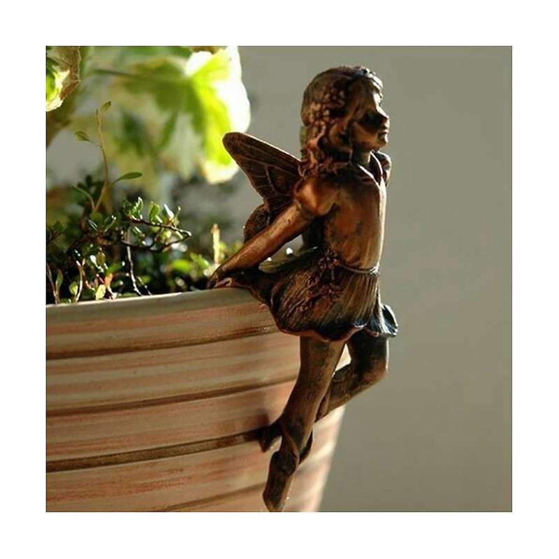 4Pcs Hanging Cup Resin Ornament Fairy Combo Vegetation Basket Edge Decoration Garden Planter Ornamen