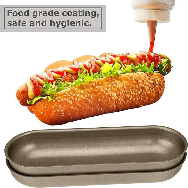 4pcs Hot Dog Mold, Bread Non-stick Toast Mold for Oven Baking, Steel Hotdog-shaped Cake Pan Baking M