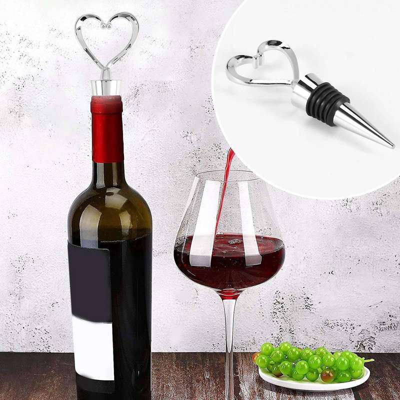 4Pcs Heart Wine Bottle Stoppers, Champagne Colser for Sealing Wine, Beer - Love Decorative Wine Cork