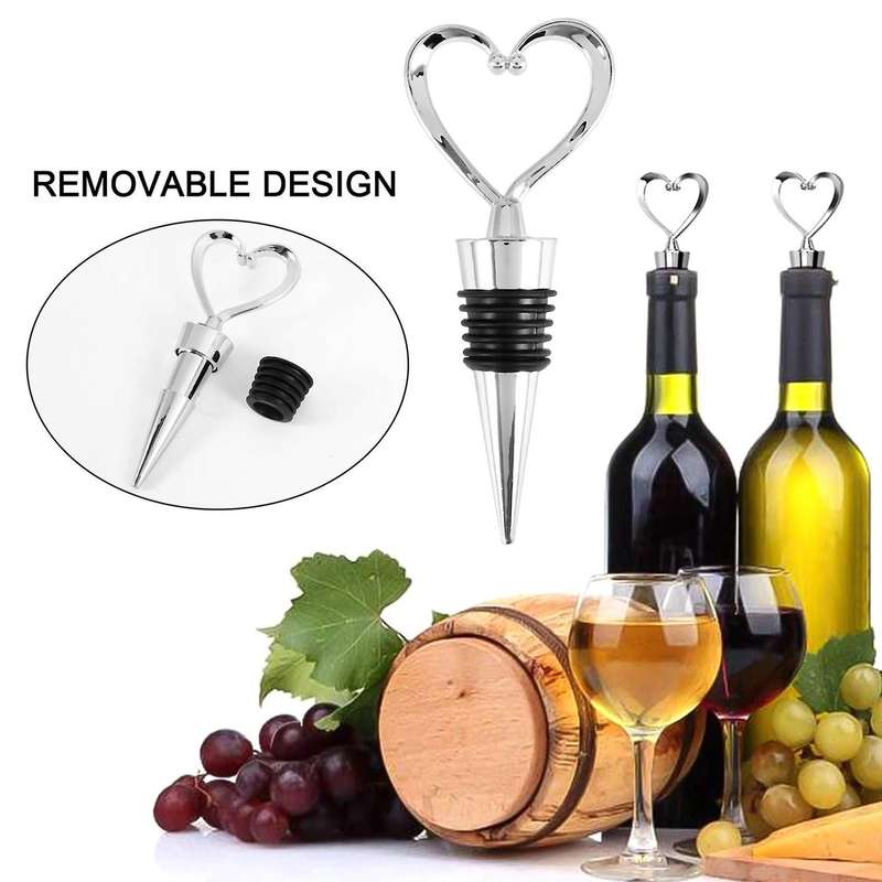 4Pcs Heart Wine Bottle Stoppers, Champagne Colser for Sealing Wine, Beer - Love Decorative Wine Cork