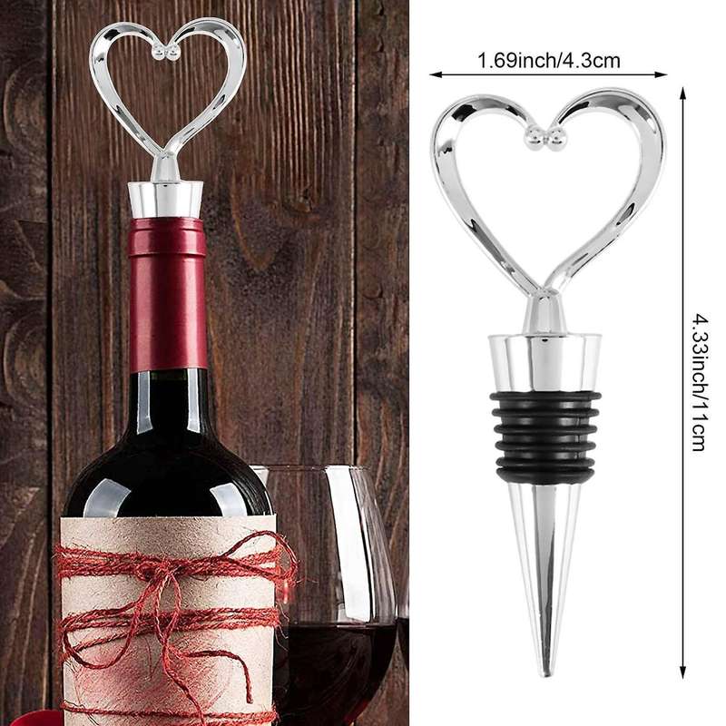 4Pcs Heart Wine Bottle Stoppers, Champagne Colser for Sealing Wine, Beer - Love Decorative Wine Cork
