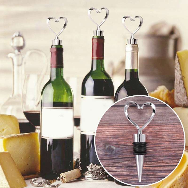 4Pcs Heart Wine Bottle Stoppers, Champagne Colser for Sealing Wine, Beer - Love Decorative Wine Cork
