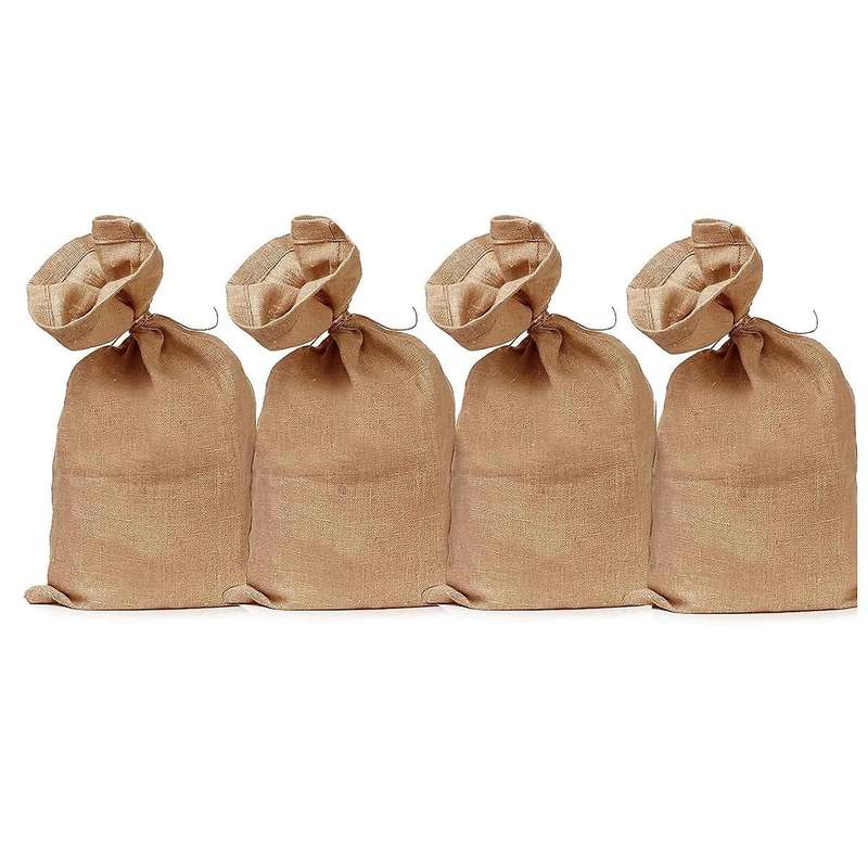 4pcs Heavy-duty Burlap Bags,40x24inch Thicken Potato Storage Sacks with 32.8ft Ropes, Reusable Potat