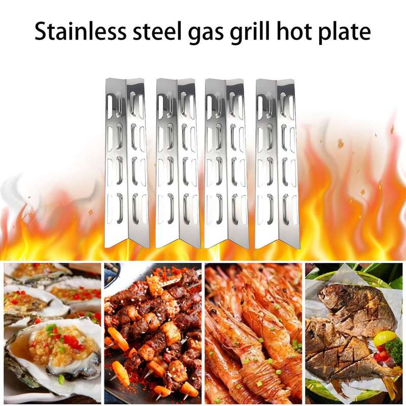 4Pcs Heat Plate for , Master Forge, Perfect Flame, Stainless Steel Heat Diffuser Gas Grill Spare Par