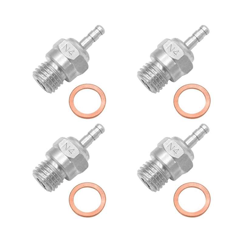 4Pcs Hot Glow Plug N4 Spark Nitro Engine Parts Replace OS for Redcat 1/8 1/10 RC Car Truck
