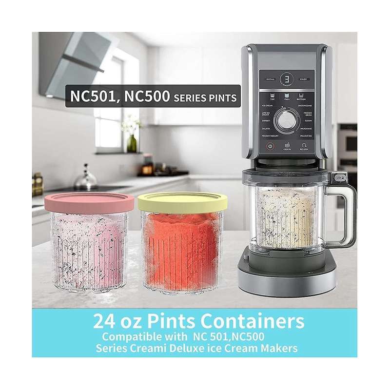 4pcs Ice Cream Pints Cup, Ice Cream Containers with Lids for Ninja Creami Pints Nc301 Nc300 Nc299amz