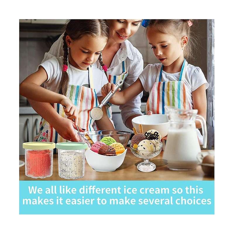 4pcs Ice Cream Pints Cup, Ice Cream Containers with Lids for Ninja Creami Pints Nc301 Nc300 Nc299amz