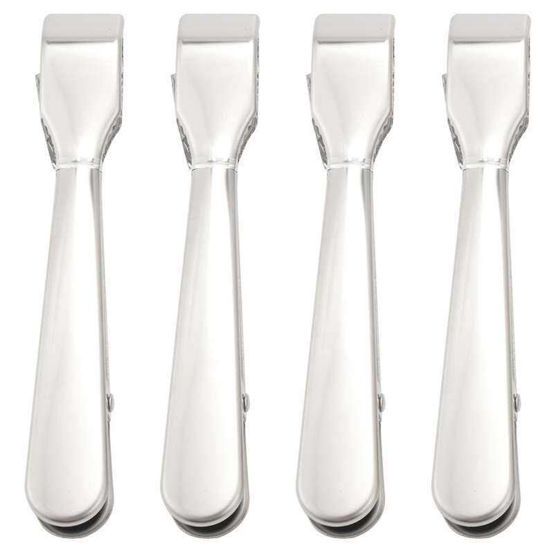 4pcs Ice Tongs Stainless Steel Serving Tongs with Teeth for Ice Bucket Ice Tongs with Springs for R