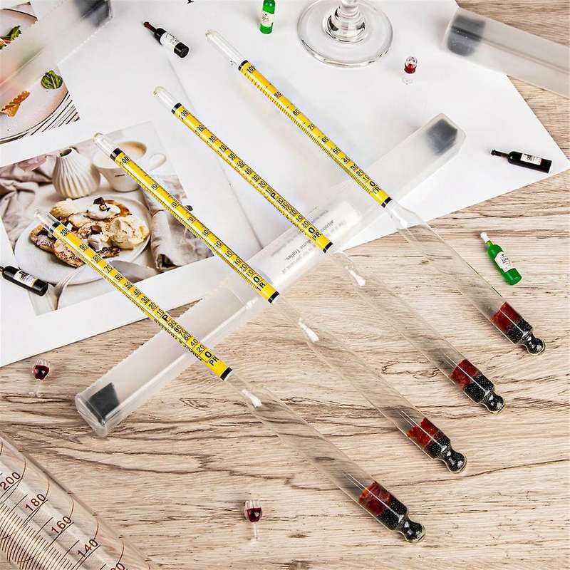 4Pcs Hydrometer Alcohol, Alcohol Meter for Distilling Alcohol 0-200 Proof & 0-100 Tralle, Specific