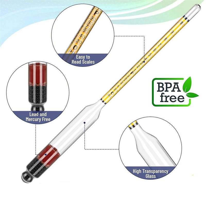 4Pcs Hydrometer Alcohol, Alcohol Meter for Distilling Alcohol 0-200 Proof & 0-100 Tralle, Specific