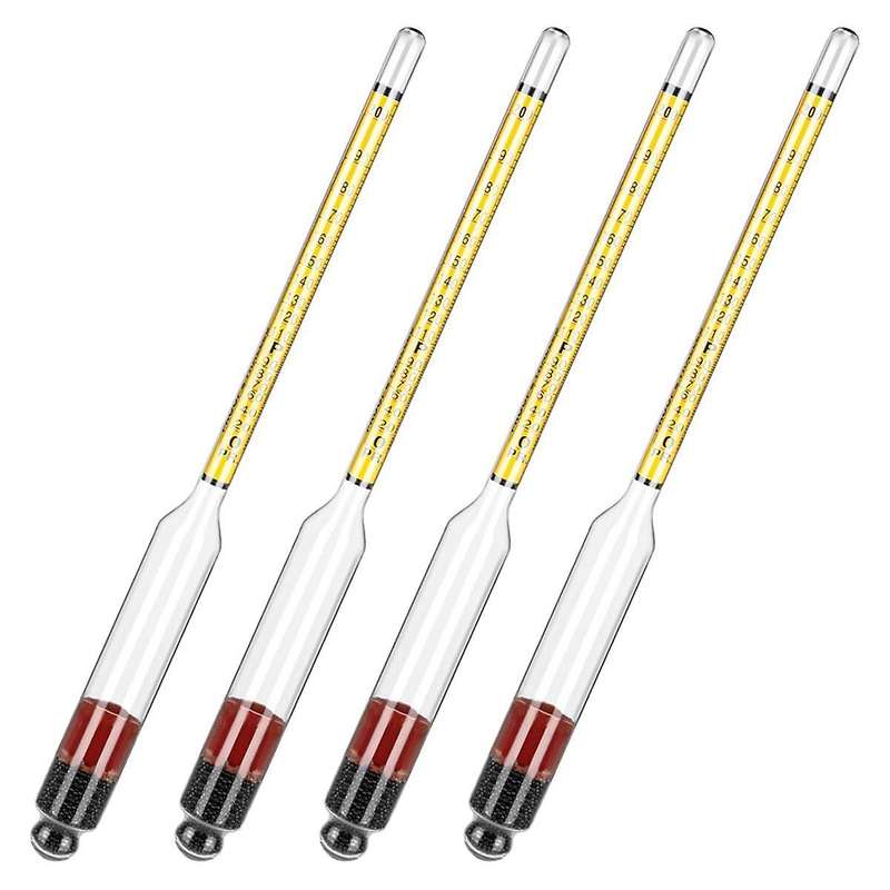 4Pcs Hydrometer Alcohol, Alcohol Meter for Distilling Alcohol 0-200 Proof & 0-100 Tralle, Specific