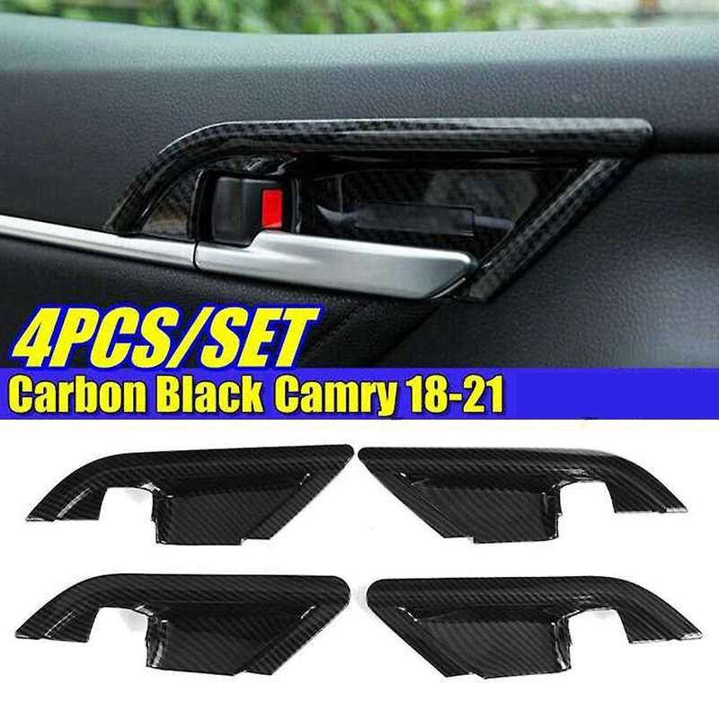 4PCS Interior Door Bowl Handle Stickers, Door Handle Bowl Frame for 2018-2021 Car Accessories Carbon