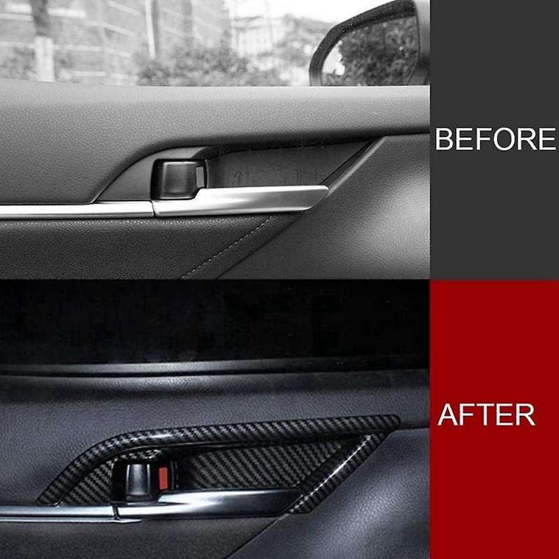 4PCS Interior Door Bowl Handle Stickers, Door Handle Bowl Frame for 2018-2021 Car Accessories Carbon