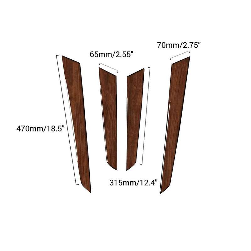 4Pcs Interior Door Panel Cover Brown Wood Grain for C Class W204 2007-2013