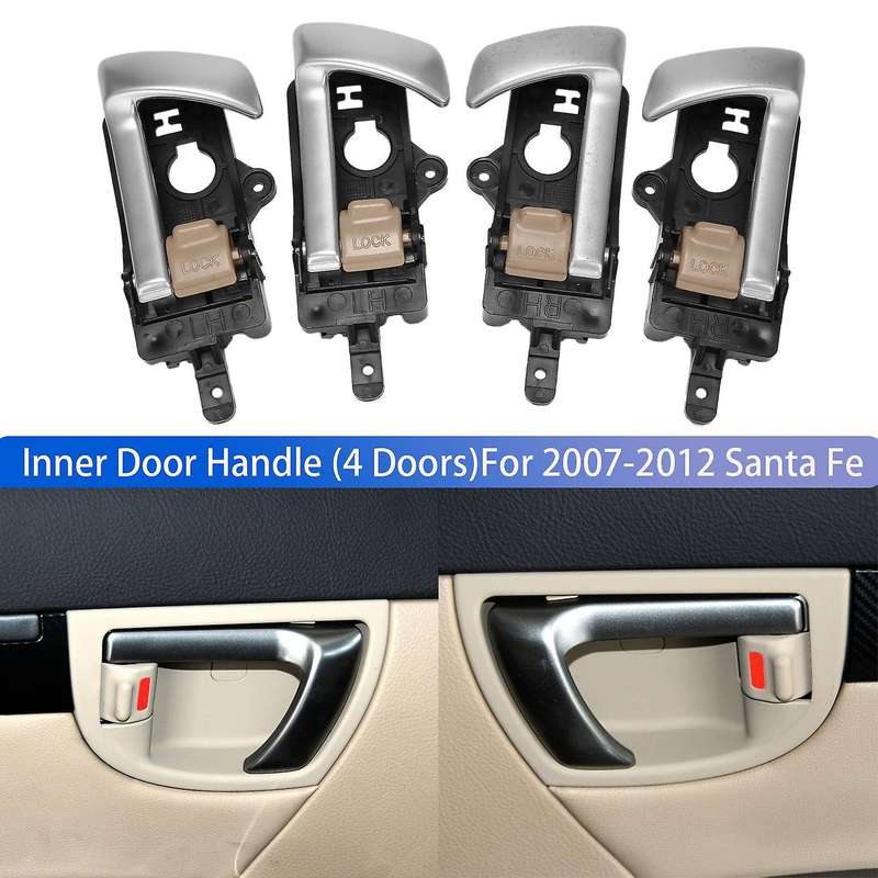 4Pcs Interior Inner Door Handle (4 Doors)for 2007-2012 WITH/ Beige Knob 82610-2B010 82620-2B010