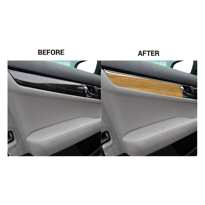4PCS Interior Door Panel Cover Trim Yellow Wood Grain for C-Class W204 2007-2013