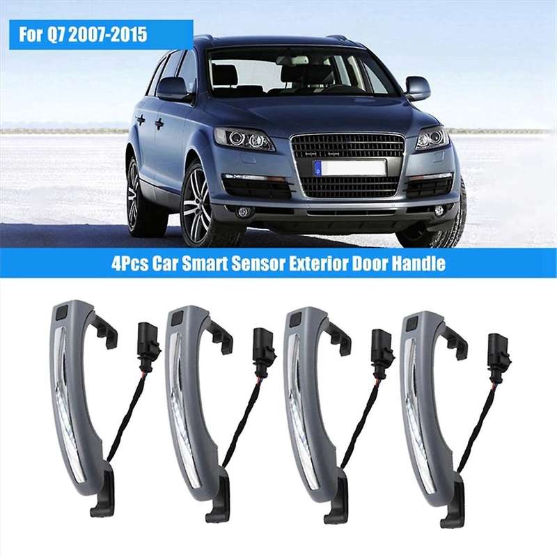 4Pcs Keyless Entry Exterior Door Handle for (4LB) 3.0T/3.6 FSI/4.2T/6.0T 2006-2015 4L0837205B 4L083