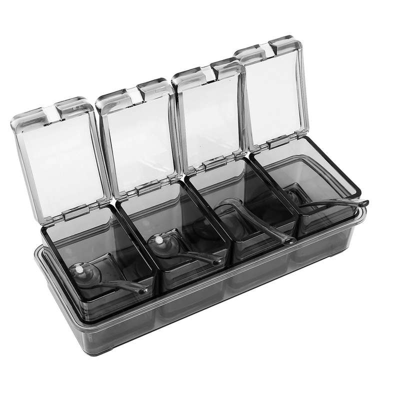 4pcs Jars Seasoning Box Seasoning Rack Racks Pots Container Condiment Jars Cruet with Lid&spoon