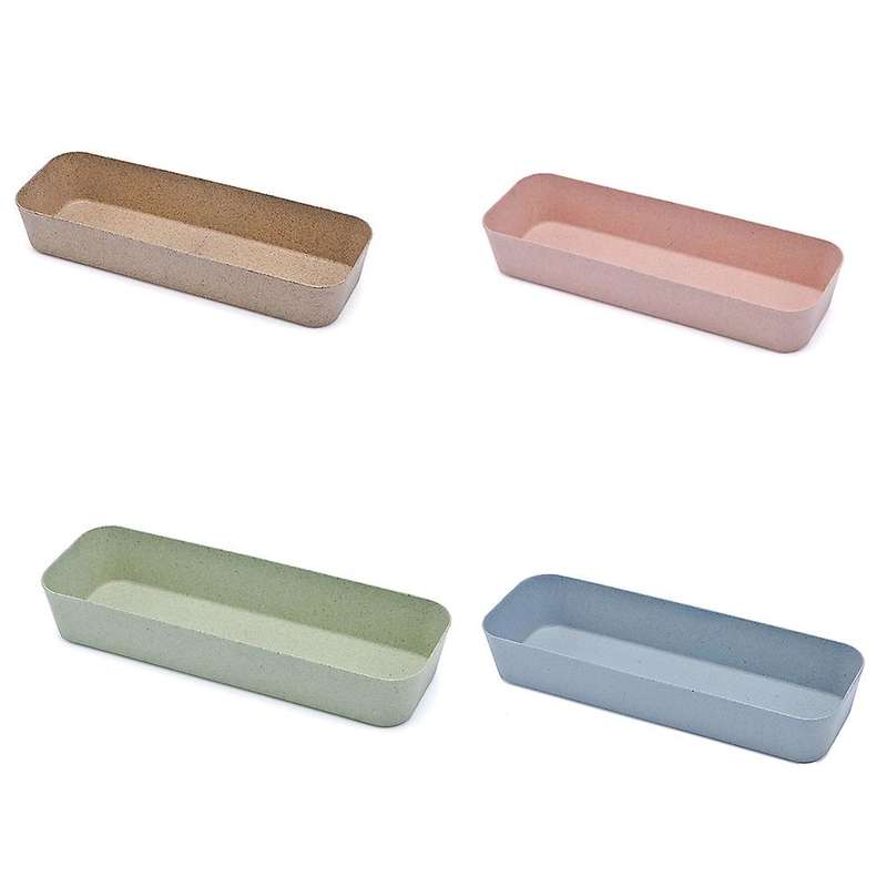 4Pcs Kitchen Tableware Storage Box Drawer Storage Tray Organizer Biodegradable Material Storage Divi