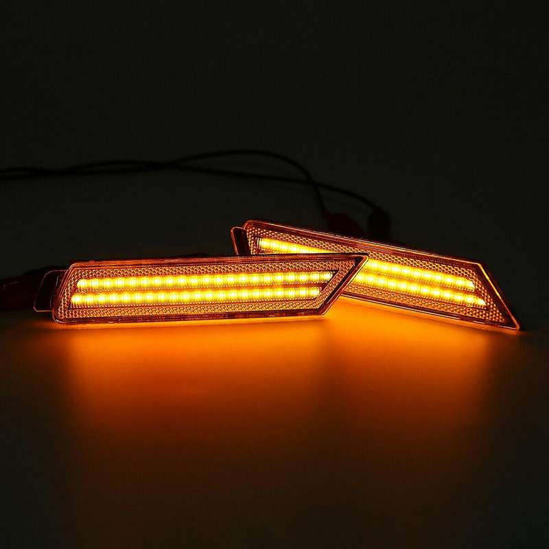 4Pcs LED Side Light Brake Reflector Light 96 SMD LED Indicators for 2010-2015 Turn Signal Light (Amb